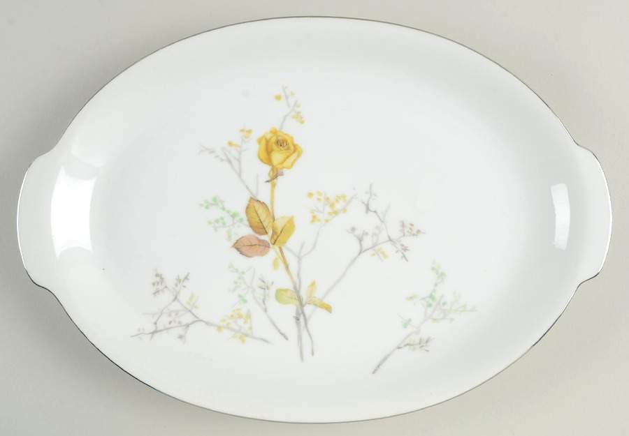 Charlote (Platinum Trim) 12" Oval Serving Platter by Sango-1