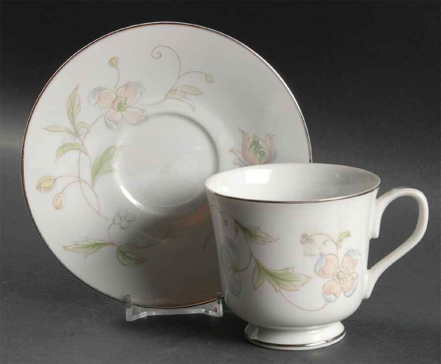 Cherbourg Footed Cup & Saucer Set by Four Crown-1