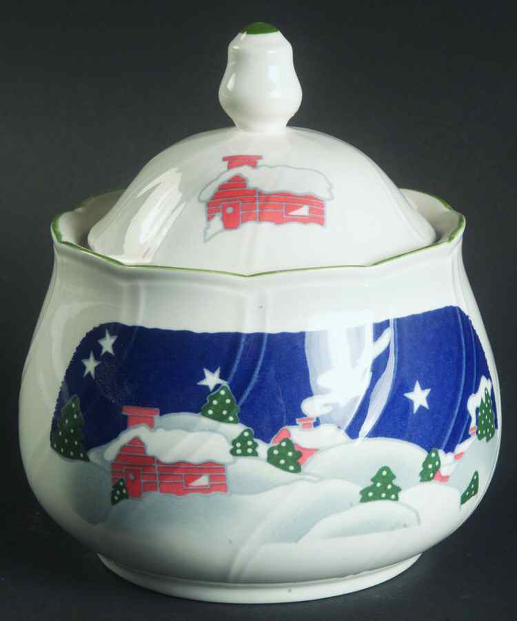 Christmas Eve (Swirl Edge) Sugar Bowl & Lid by Sango-1