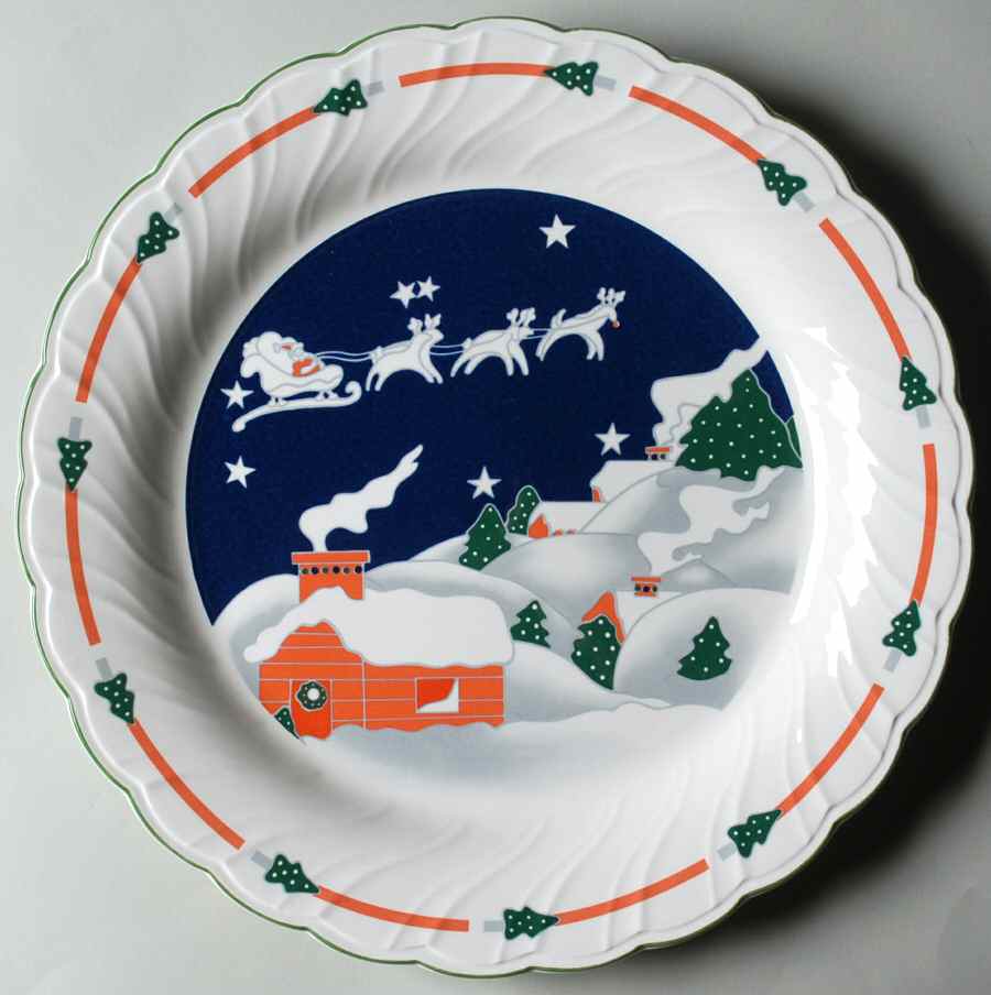 Christmas Eve (Swirl Edge) 12" Chop Plate (Round Platter) by Sango-1