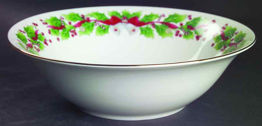 Christmas Holly 9" Round Vegetable Bowl by Sango-1
