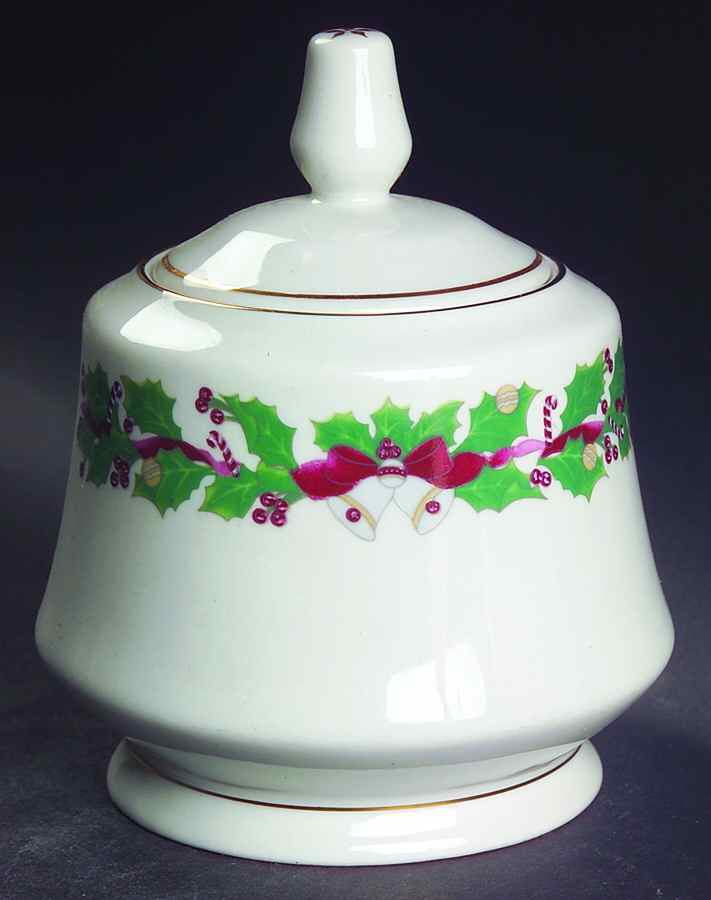 Christmas Holly Sugar Bowl & Lid by Sango-1