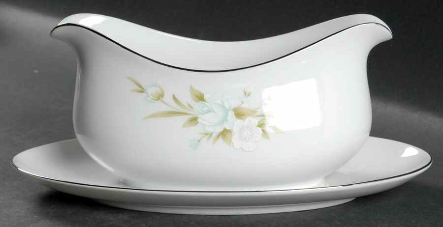Chapel Rose Gravy Boat with Attached Underplate by Sango-1