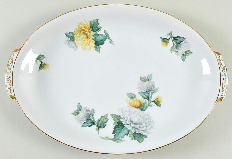 Chrysanthemum (Rim) 15" Oval Serving Platter by Sango-1