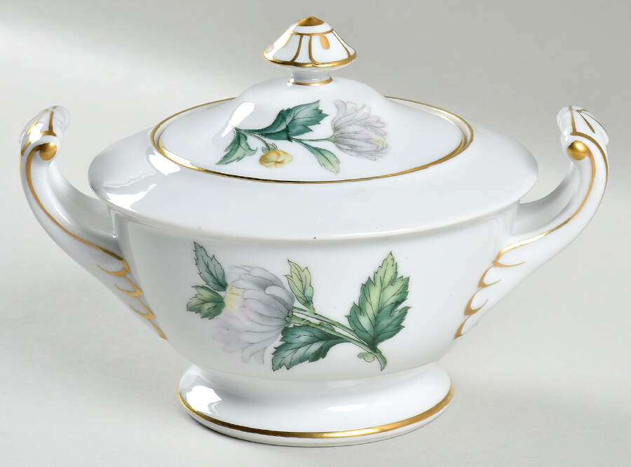 Chrysanthemum (Rim) Sugar Bowl & Lid by Sango-1