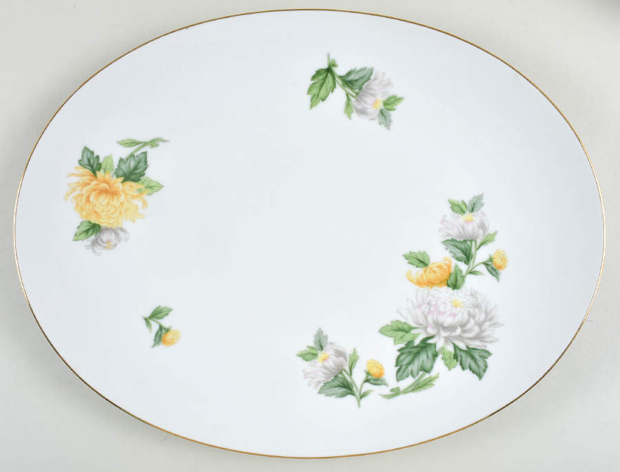 Chrysanthemum (Coupe) 16" Oval Serving Platter by Sango-1