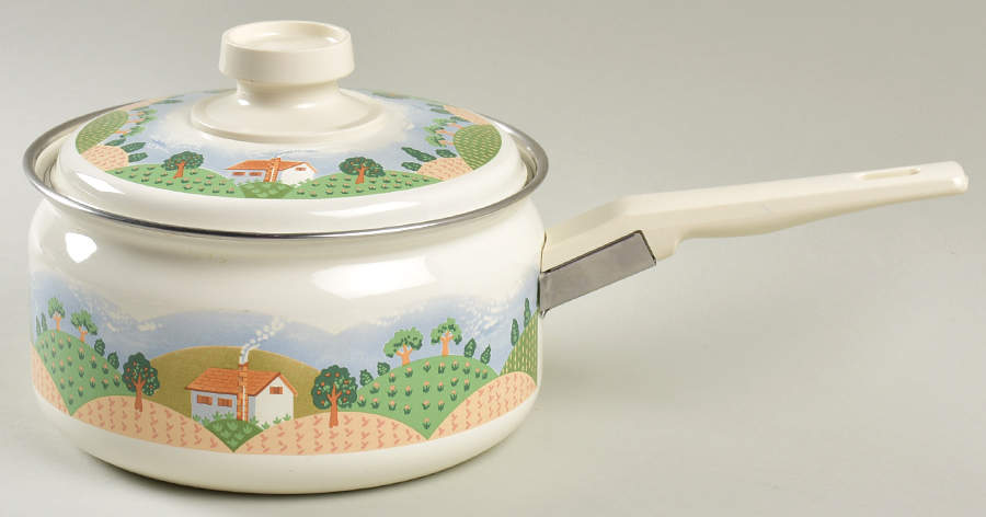 Country Cottage 2 Quart Metal Covered Saucepan by Sango-1