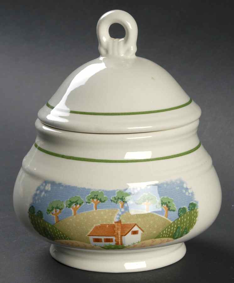 Country Cottage Sugar Bowl & Lid by Sango-1