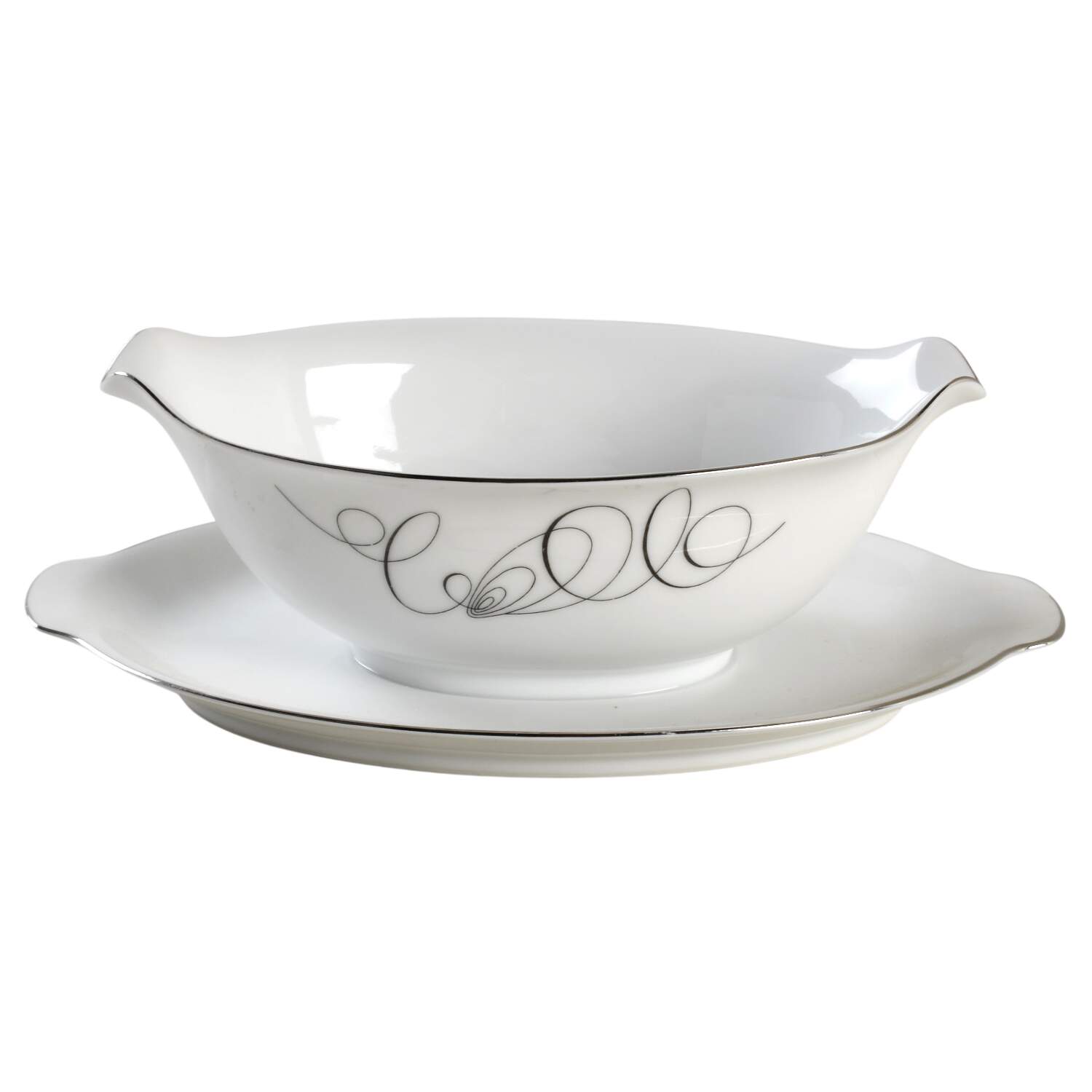 Contemporary Gravy Boat with Attached Underplate by Sango-1