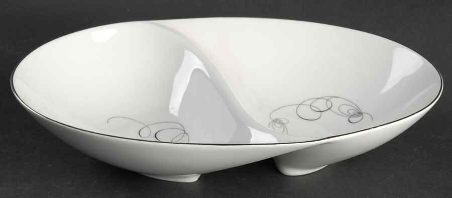 Contemporary 11" Oval Divided Vegetable Bowl by Sango-1