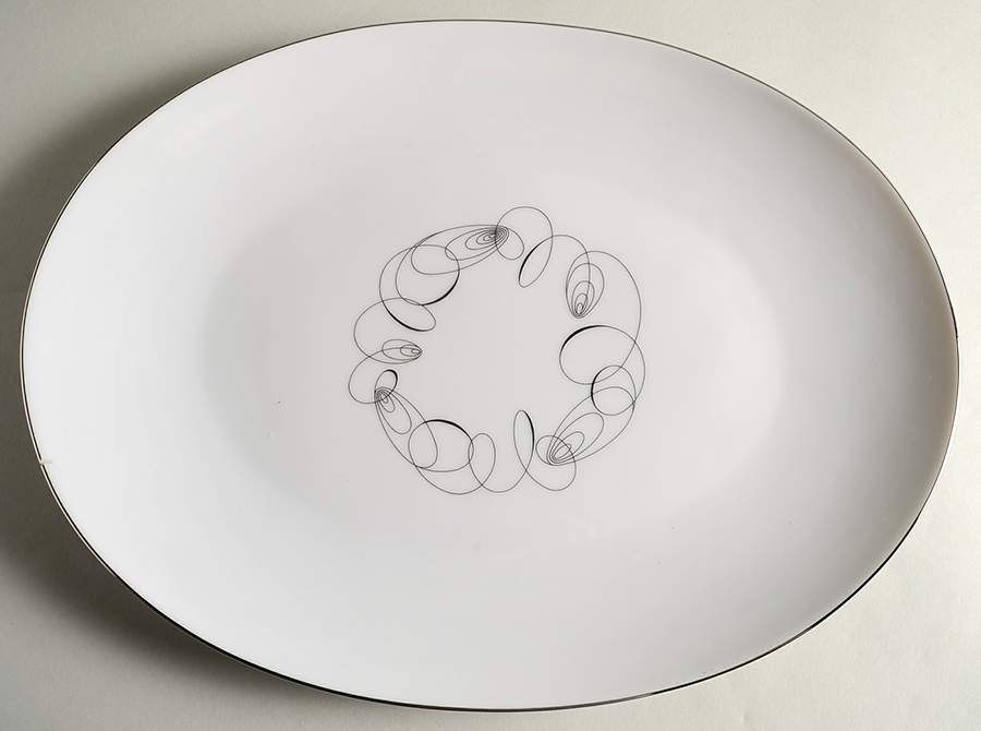 Contemporary 14" Oval Serving Platter by Sango-1
