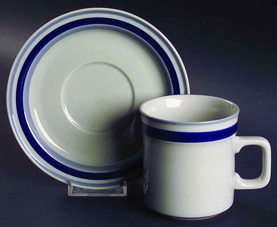 Corona Blue Flat Cup & Saucer Set by Sango-1