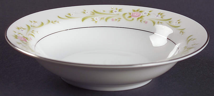 Cotillion Pink Green Floral Rim Fruit/Dessert (Sauce) Bowl by Sango-1
