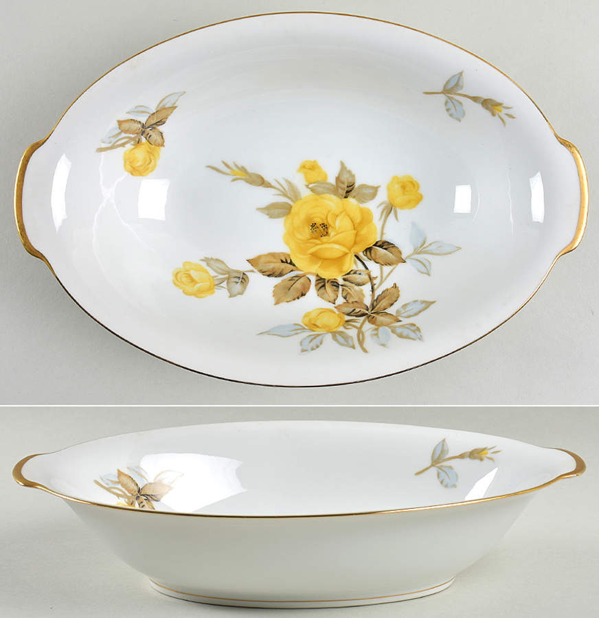 Cotillion Yellow Rose (Coupe) 10" Oval Vegetable Bowl by Sango-1