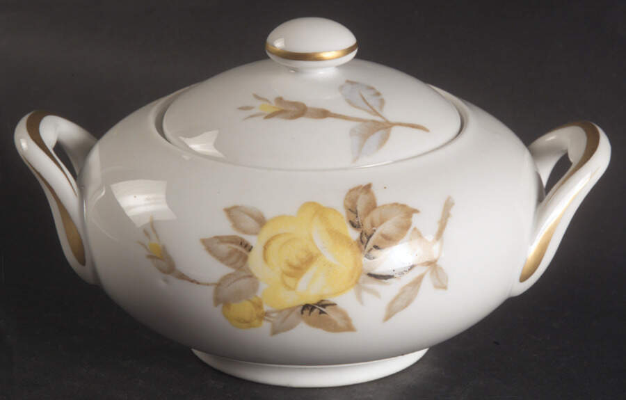Cotillion Yellow Rose (Coupe) Sugar Bowl & Lid by Sango-1