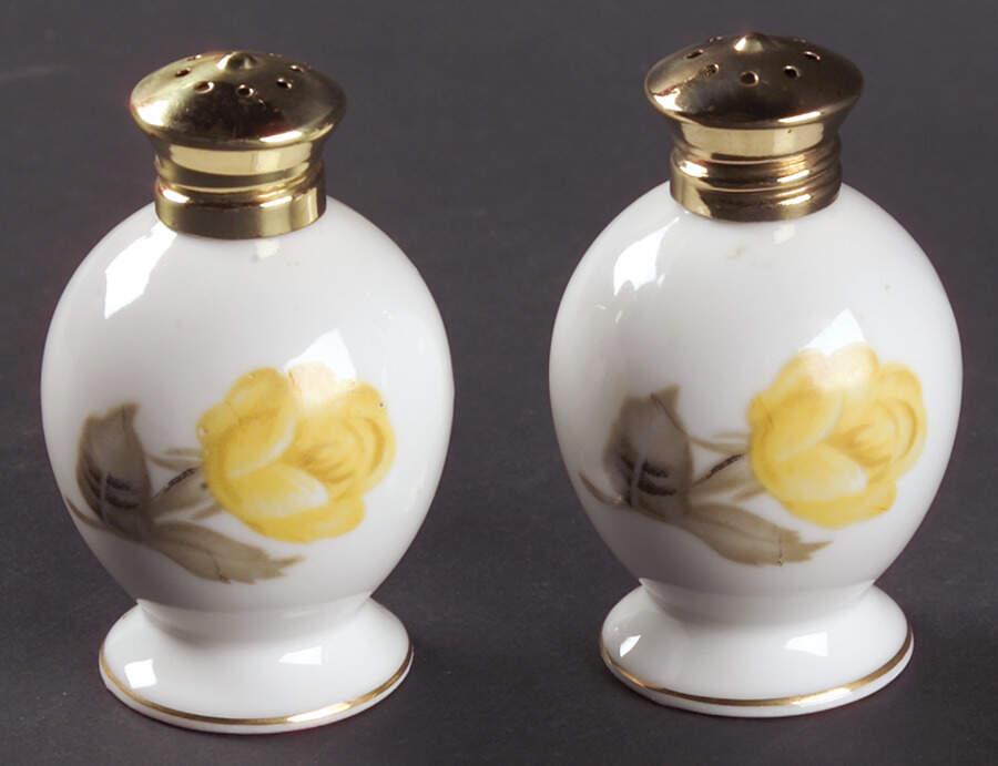 Cotillion Yellow Rose (Coupe) Salt & Pepper Set with Lids by Sango-1