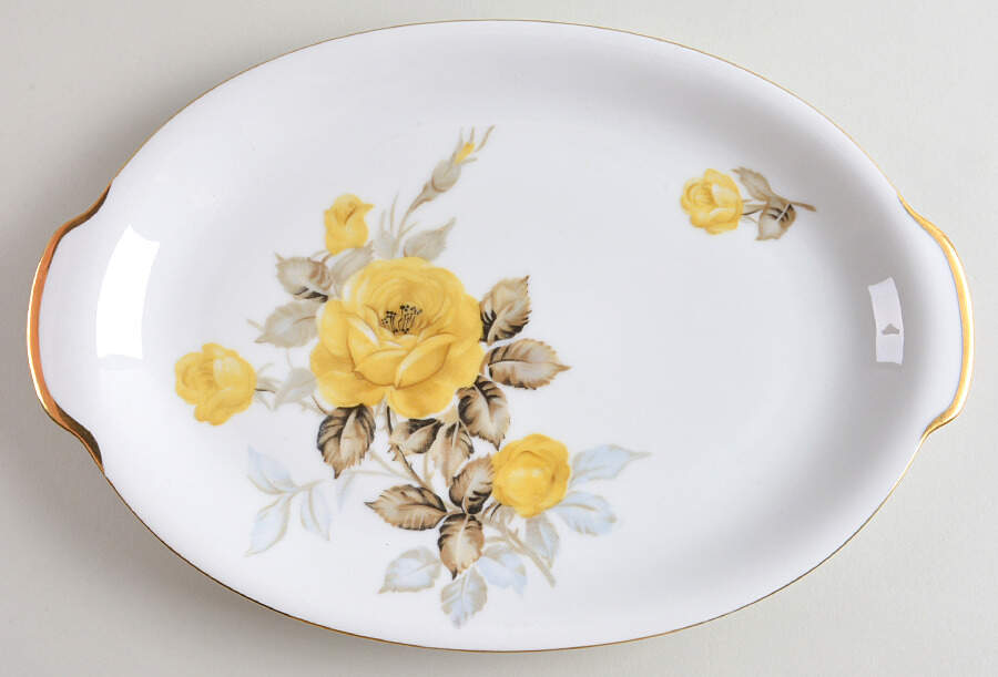 Cotillion Yellow Rose (Coupe) 12" Oval Serving Platter by Sango-1