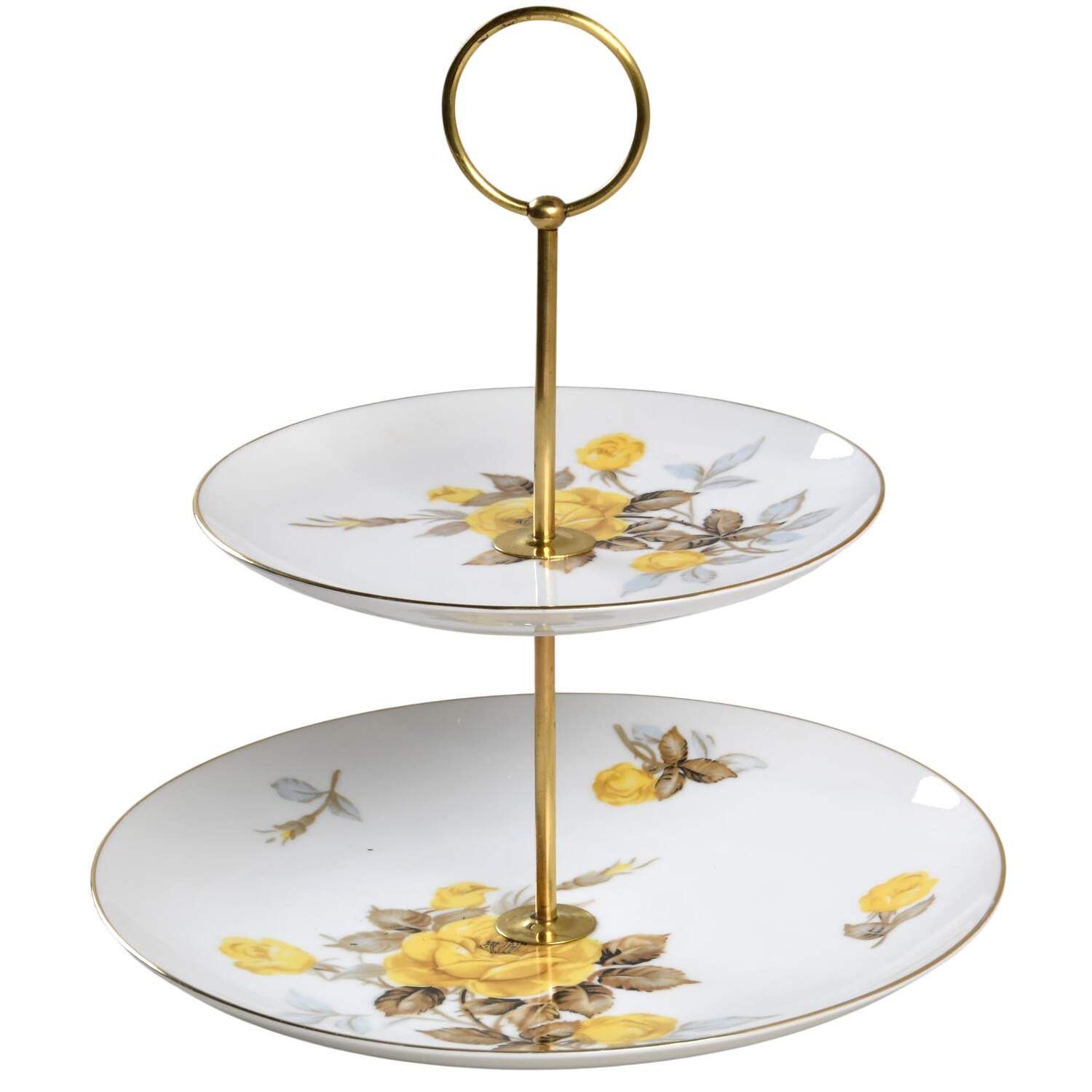 Cotillion Yellow Rose (Coupe) 2 Tiered Serving Tray (Dinner & Salad Plate) by Sango-1
