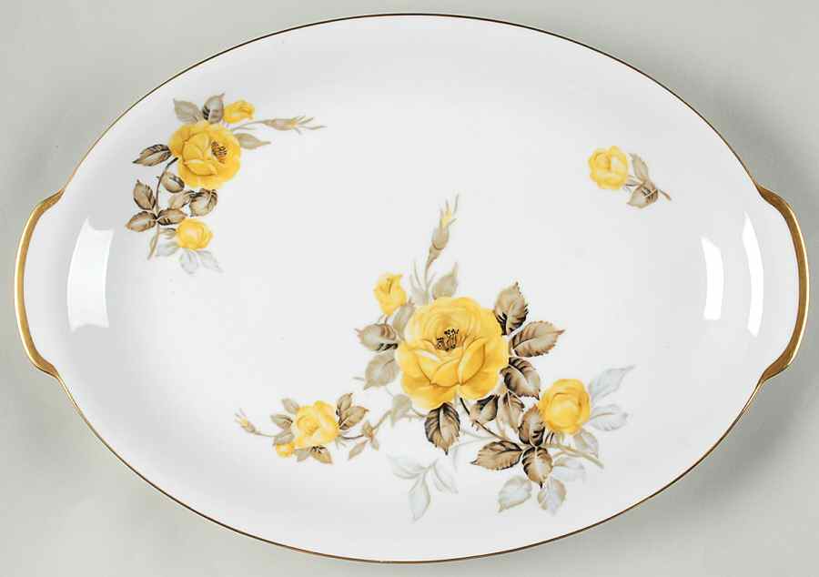 Cotillion Yellow Rose (Coupe) 16" Oval Serving Platter by Sango-1