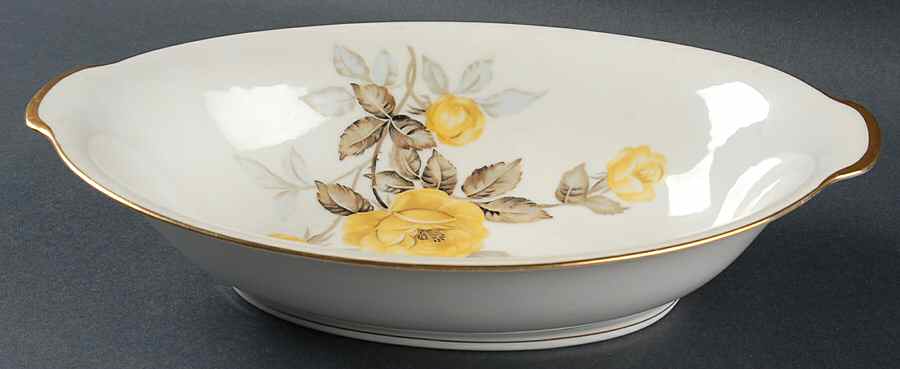 Cotillion Yellow Rose (Coupe) 11" Oval Vegetable Bowl by Sango-1