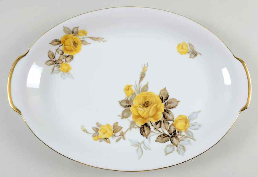 Cotillion Yellow Rose (Coupe) 16" Oval Serving Platter by Sango-1