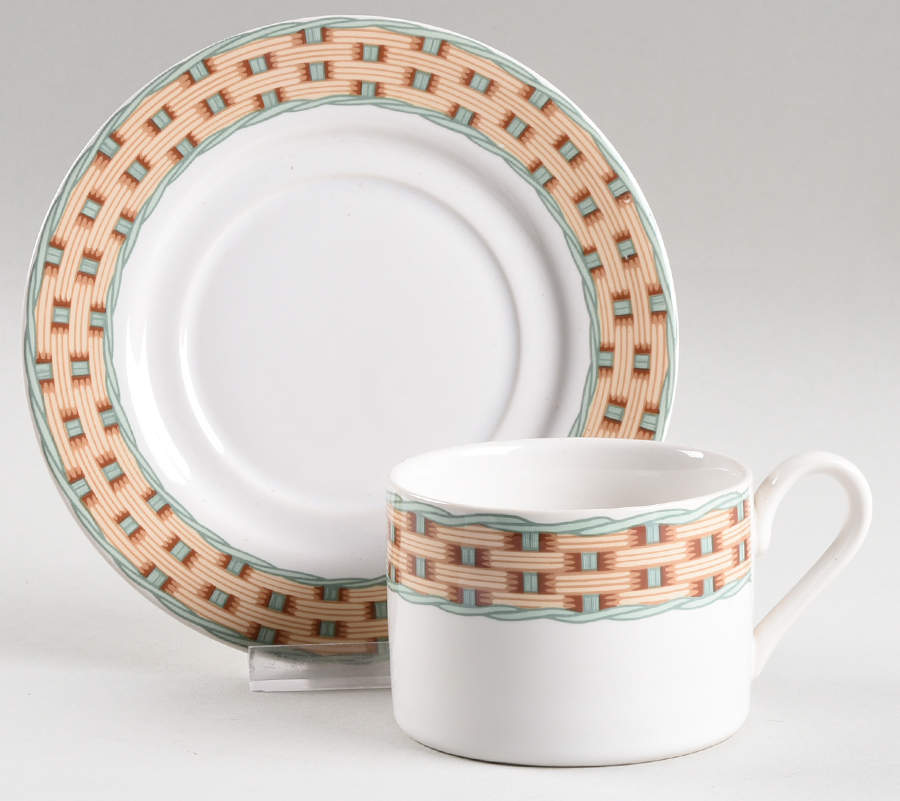 Country Wicker Flat Cup & Saucer Set by Sango-1