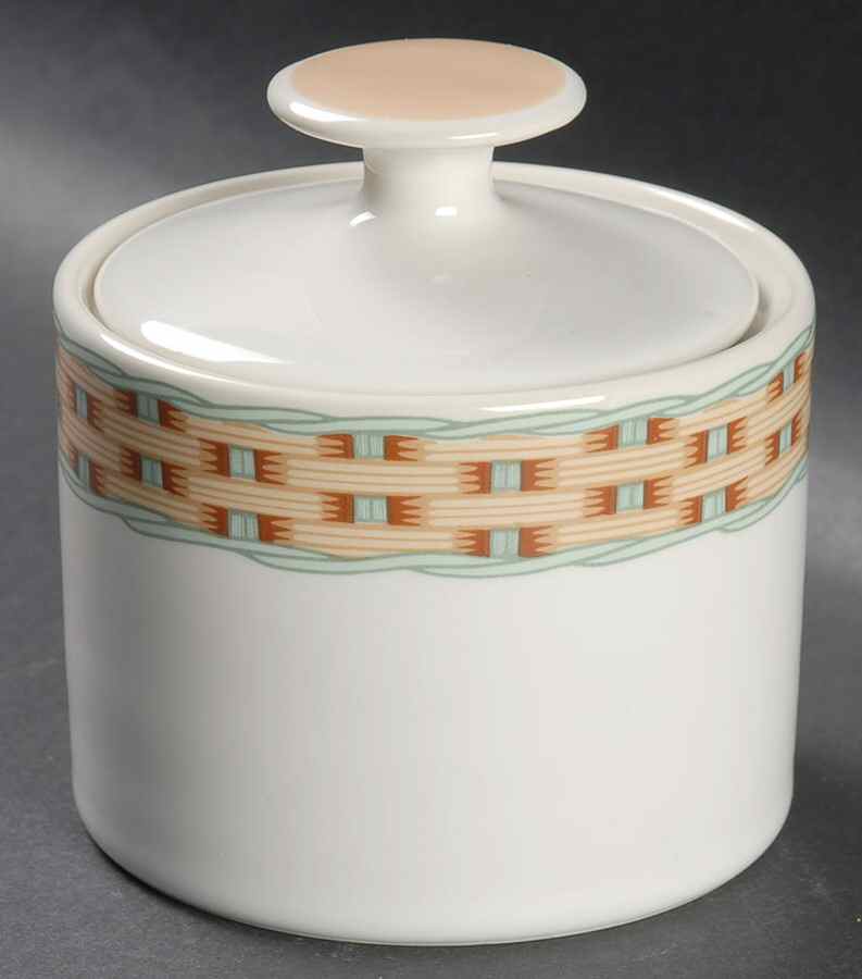 Country Wicker Sugar Bowl & Lid by Sango-1