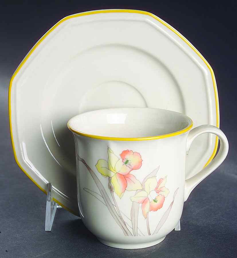 Daffodil Flat Cup & Saucer Set by Sango-1