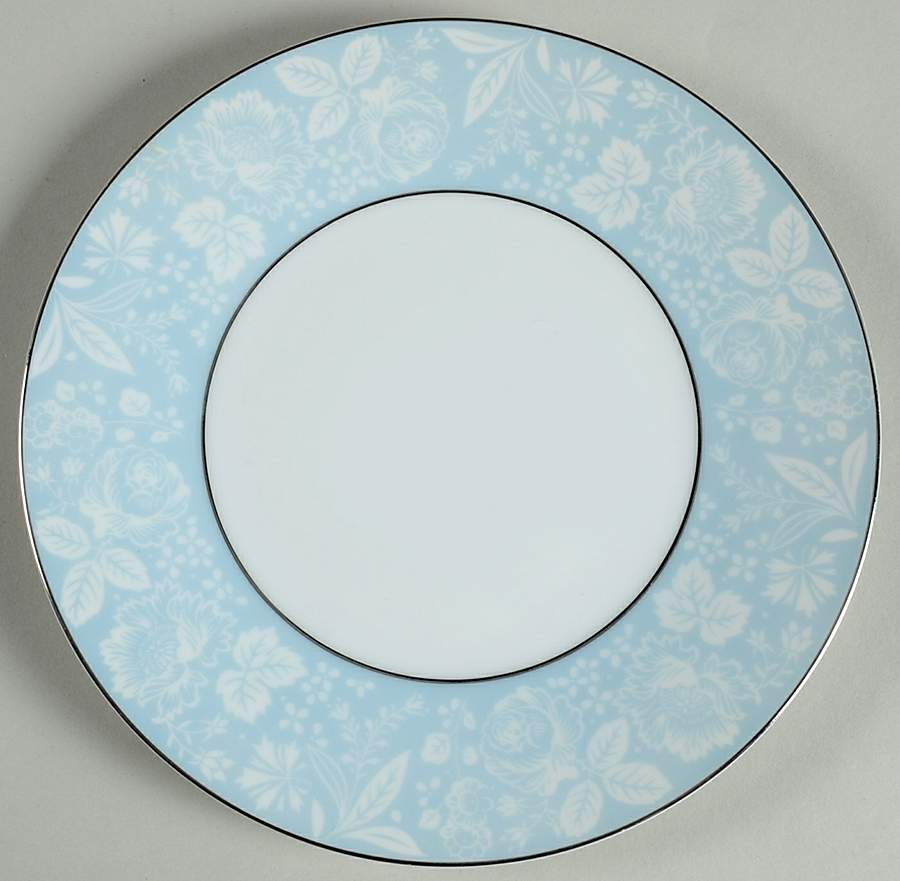 Damask Blue (Platinum Trim) Salad Plate by Sango-1