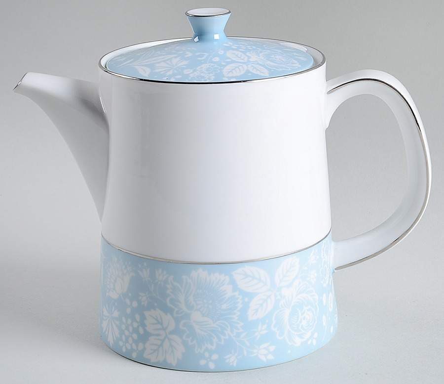 Damask Blue (Platinum Trim) Teapot & Lid by Sango-1