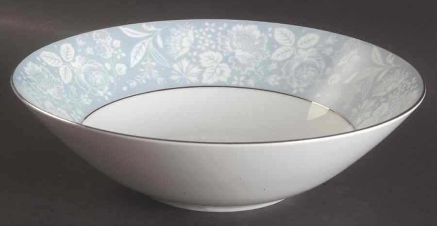 Damask Blue (Platinum Trim) 9" Round Vegetable Bowl by Sango-1