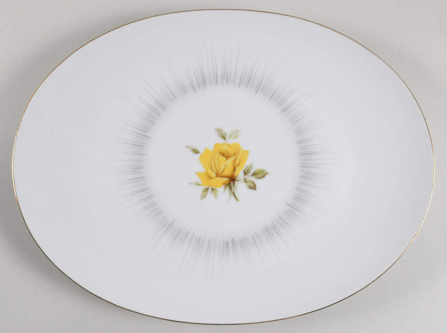 Dawn (Gold Trim) 13" Oval Serving Platter by Sango-1