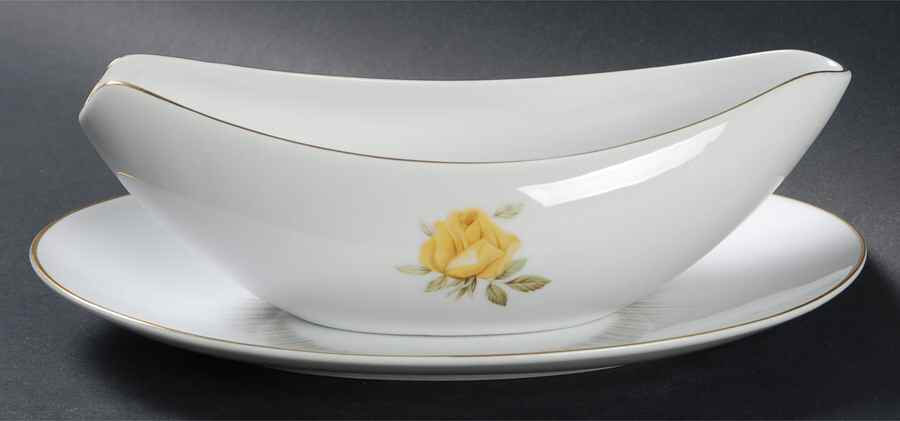 Dawn (Gold Trim) Gravy Boat & Underplate/Relish by Sango-1