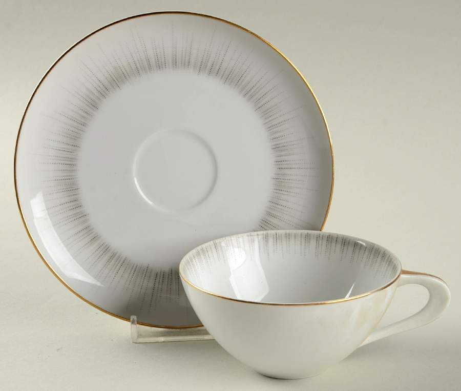 Dawn (Gold Trim) Flat Cup & Saucer Set by Sango-1
