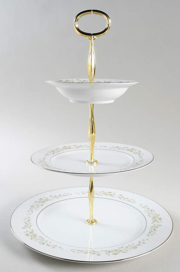 Debutante 11 1/4"  2 Tier Footed Serving Tray (DP,SP,FR) HC by Sango-1
