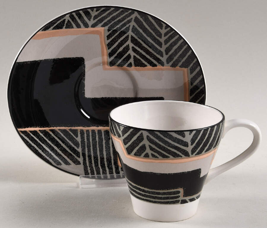 Dimension Black Flat Cup & Saucer Set by Sango-1