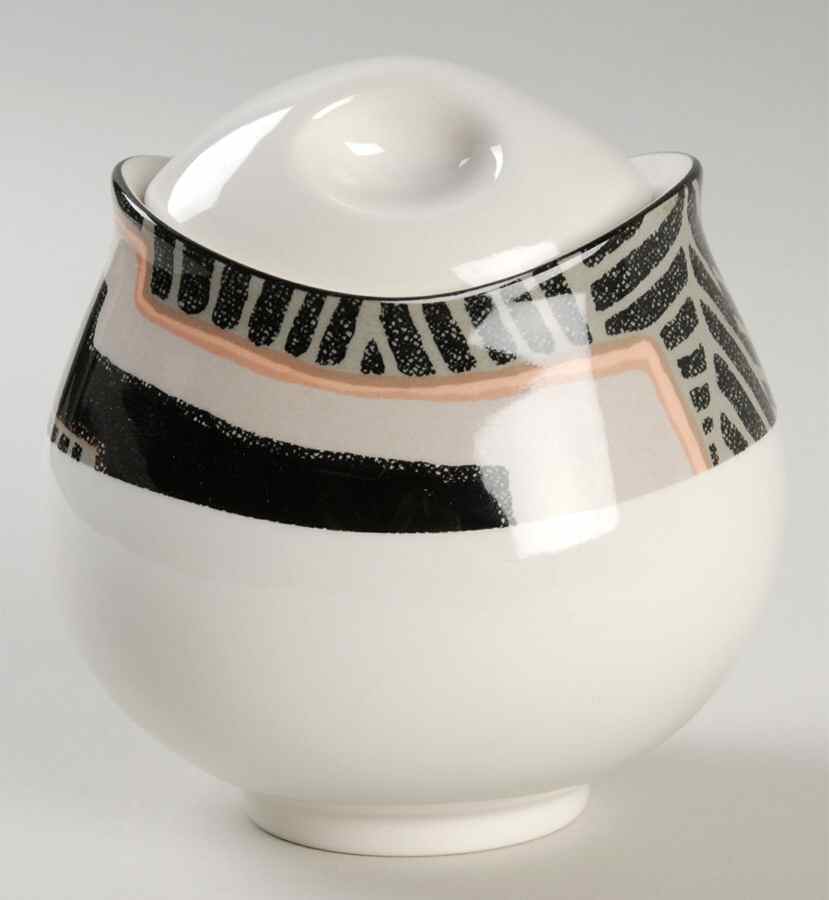 Dimension Black Sugar Bowl & Lid by Sango-1