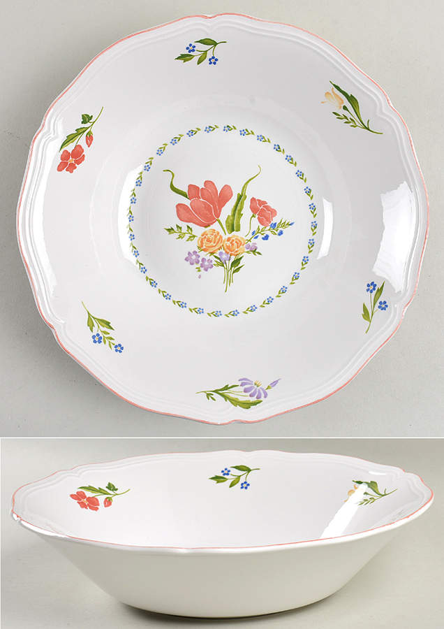 Dijon (Inner Blue Floral Ring) 8" Round Vegetable Bowl by Sango-1