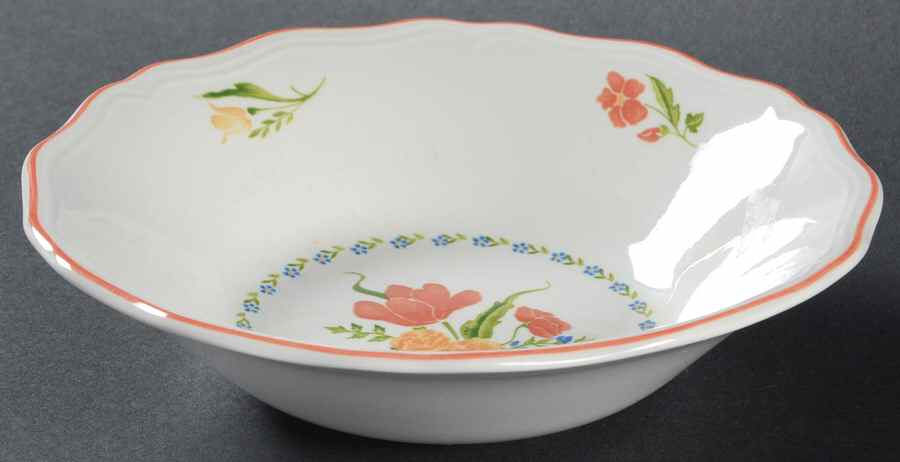 Dijon (Inner Blue Floral Ring) Coupe Soup Bowl by Sango-1