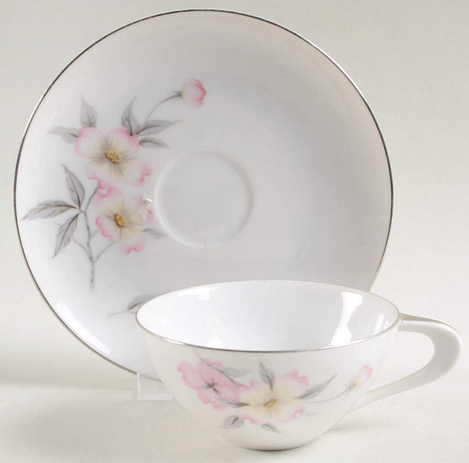 Dogwood Flat Cup & Saucer Set by Sango-1
