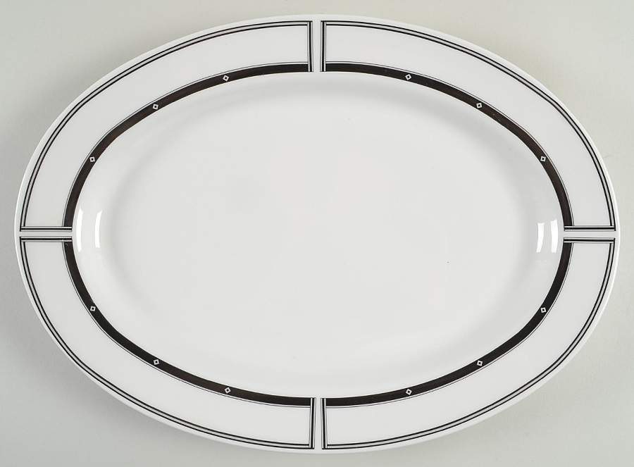 Domino 14" Oval Serving Platter by Sango-1
