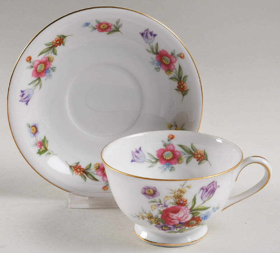 Dresdenia(Japan) Footed Cup & Saucer Set by Sango-1
