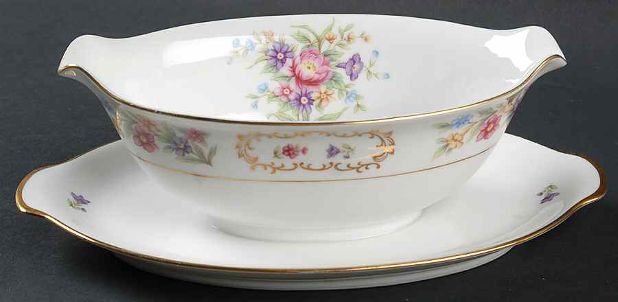 Dresden Gravy Boat with Attached Underplate by Sango-1