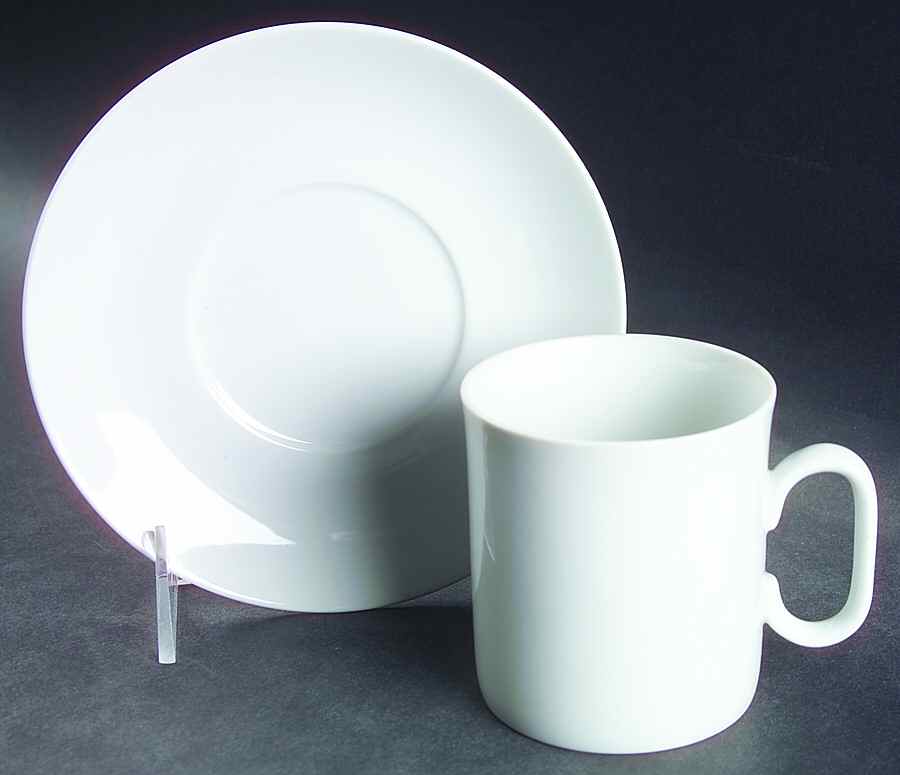Elite White (Coupe) Flat Cup & Saucer Set by Sango-1