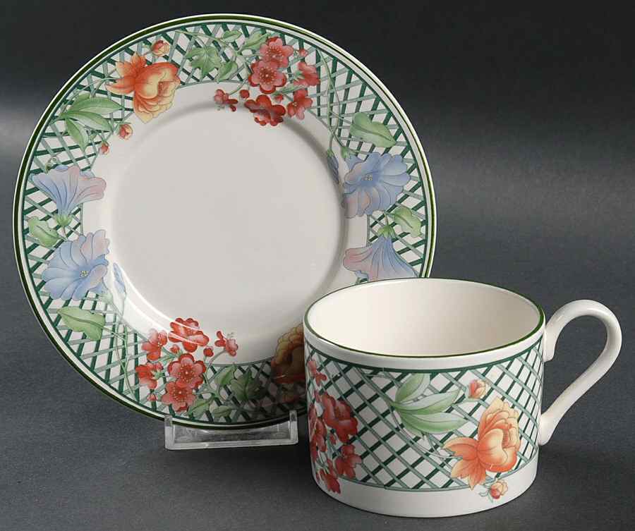 Emerald Garden Flat Cup & Saucer Set by Sango-1