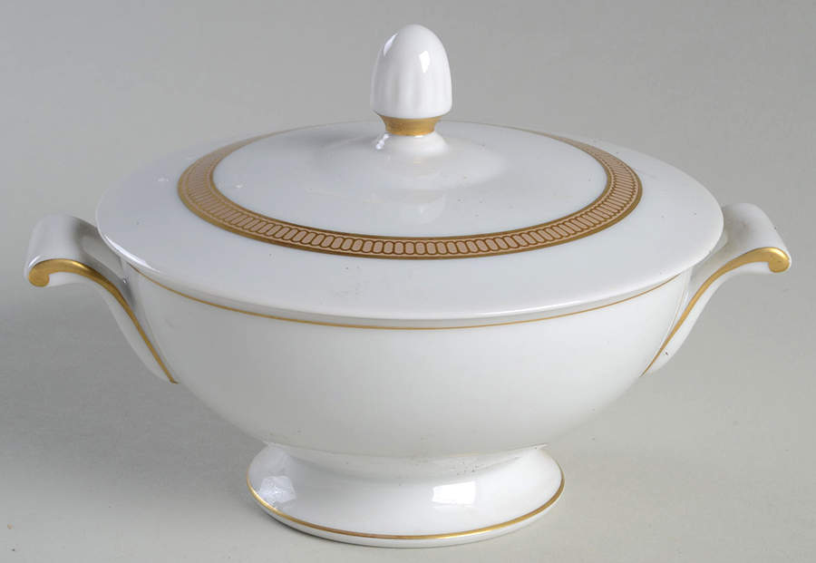 Empress (White with Gold Design) Sugar Bowl & Lid by Sango-1