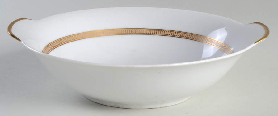 Empress (White with Gold Design) 9" Round Vegetable Bowl by Sango-1
