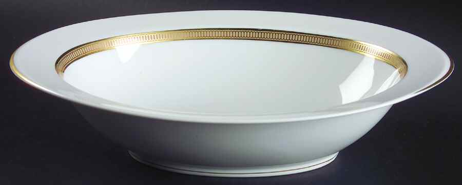 Empress (White with Gold Design) 11" Oval Vegetable Bowl by Sango-1