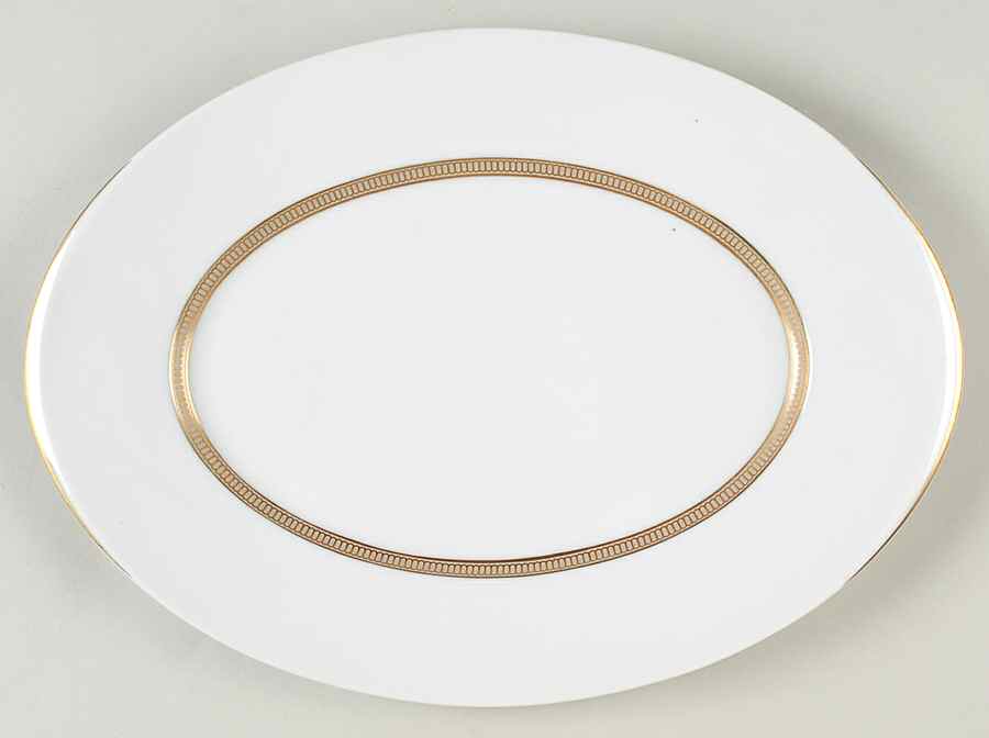 Empress (White with Gold Design) 12" Oval Serving Platter by Sango-1