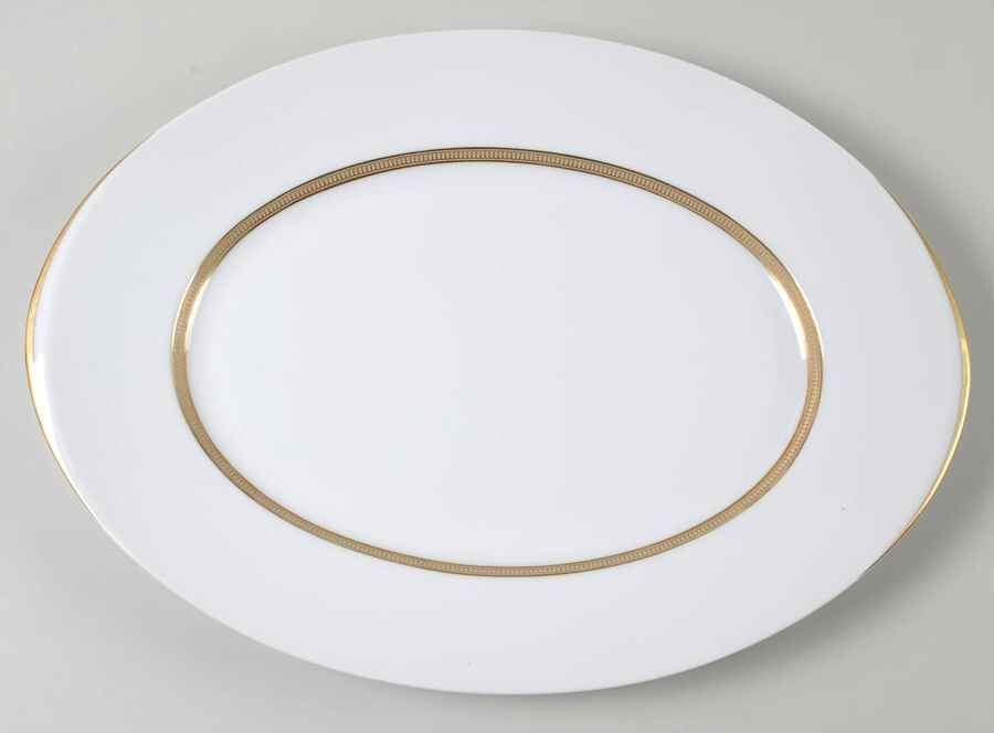 Empress (White with Gold Design) 16" Oval Serving Platter by Sango-1